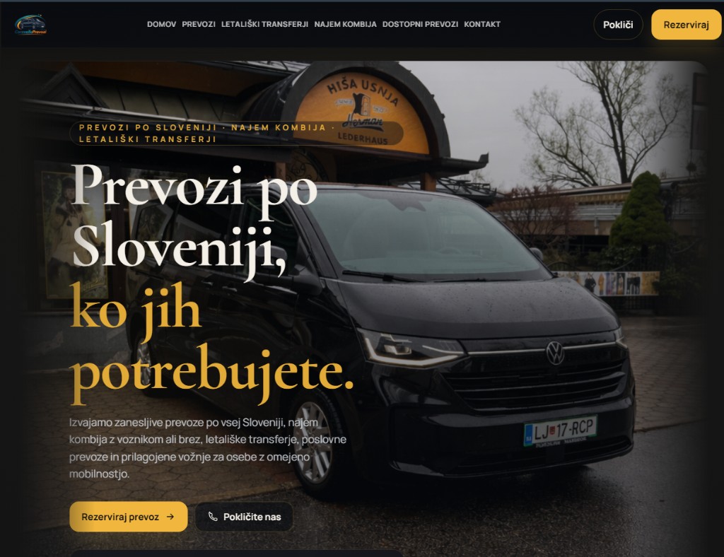 Caravelle Prevozi — predogled strani